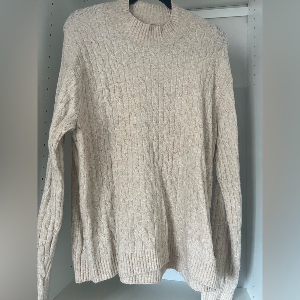 J. Crew factory Beige Cable Knit Mock neck  Sweater